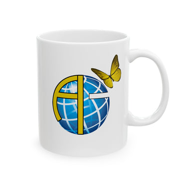 Ceramic mug with Anakainoo International logo, ministry support gift, spiritual transformation message, microwave safe, 11oz and 15oz, 11oz mug front